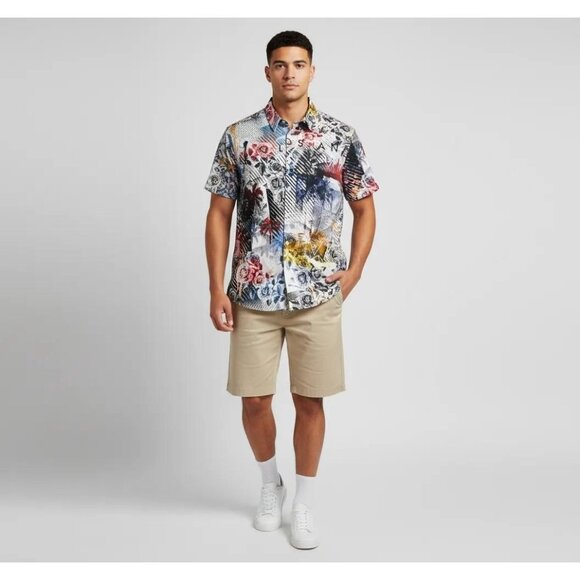 Guess Other - GUESS Men's Slim Fit Printed Short Sleeve MOMOKO Shirt Size XL NWT